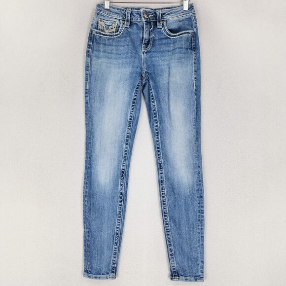 Vigoss Jeans Womens 4 Blue Skinny Leg Medium Wash Mid Rise Ankle Casual Denim - Picture 1 of 12